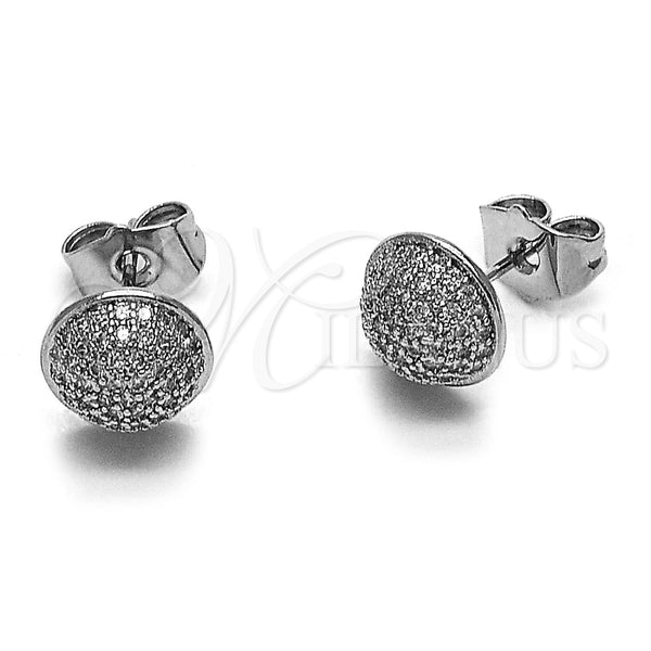 Rhodium Gold Filled Stud Earring, with White Micro Pave, Polished, Rhodium Finish, 02.283.0421