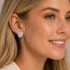 Rhodium Gold Filled Stud Earring, Baguette Design, with White Cubic Zirconia, Polished, Rhodium Finish, 02.283.0422
