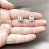 Rhodium Gold Filled Stud Earring, Baguette Design, with White Cubic Zirconia, Polished, Rhodium Finish, 02.283.0422