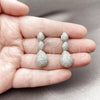 Rhodium Gold Filled Long Earring, Teardrop Design, with White Micro Pave, Polished, Rhodium Finish, 02.346.0023