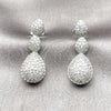 Rhodium Gold Filled Long Earring, Teardrop Design, with White Micro Pave, Polished, Rhodium Finish, 02.346.0023