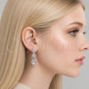 Rhodium Gold Filled Long Earring, Teardrop and Cluster Design, with White Cubic Zirconia and White Micro Pave, Polished, Rhodium Finish, 02.346.0025