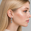 Rhodium Gold Filled Long Earring, Flower and Teardrop Design, with White Cubic Zirconia and White Micro Pave, Polished, Rhodium Finish, 02.346.0026