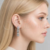 Rhodium Gold Filled Long Earring, Flower and Cluster Design, with White Cubic Zirconia and White Micro Pave, Polished, Rhodium Finish, 02.346.0027