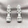 Rhodium Gold Filled Long Earring, Flower and Cluster Design, with White Cubic Zirconia and White Micro Pave, Polished, Rhodium Finish, 02.346.0027