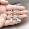 Rhodium Gold Filled Long Earring, Teardrop and Baguette Design, with White Cubic Zirconia and White Micro Pave, Polished, Rhodium Finish, 02.346.0028