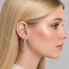 Rhodium Gold Filled Long Earring, Teardrop and Flower Design, with White Cubic Zirconia, Polished, Rhodium Finish, 02.346.0030
