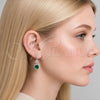 Rhodium Gold Filled Long Earring, Cluster Design, with Green and White Cubic Zirconia, Polished, Rhodium Finish, 02.346.0031