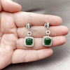 Rhodium Gold Filled Long Earring, Cluster Design, with Green and White Cubic Zirconia, Polished, Rhodium Finish, 02.346.0031