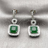 Rhodium Gold Filled Long Earring, Cluster Design, with Green and White Cubic Zirconia, Polished, Rhodium Finish, 02.346.0031