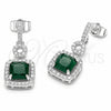 Rhodium Gold Filled Long Earring, Cluster Design, with Green and White Cubic Zirconia, Polished, Rhodium Finish, 02.346.0031