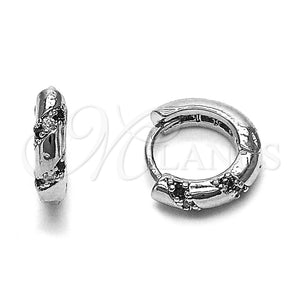 Rhodium Gold Filled Huggie Hoop, with White Micro Pave, Polished, Rhodium Finish, 02.310.0122.10