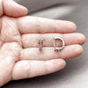 Rhodium Gold Filled Huggie Hoop, with Ruby Cubic Zirconia and White Micro Pave, Polished, Rhodium Finish, 02.310.0124.14
