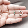 Rhodium Gold Filled Huggie Hoop, with Green Cubic Zirconia and White Micro Pave, Polished, Rhodium Finish, 02.310.0124.1.14