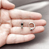 Rhodium Gold Filled Huggie Hoop, with Black Cubic Zirconia and White Micro Pave, Polished, Rhodium Finish, 02.310.0124.2.14