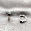 Rhodium Gold Filled Huggie Hoop, with Black Cubic Zirconia and White Micro Pave, Polished, Rhodium Finish, 02.310.0124.2.14