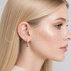 White Gold Filled Dangle Earring, with Green Cubic Zirconia and White Micro Pave, Polished, Rhodium Finish, 02.310.0125.15