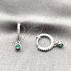 Rhodium Gold Filled Dangle Earring, with Green Cubic Zirconia and White Micro Pave, Polished, Rhodium Finish, 02.310.0125.15