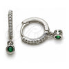 White Gold Filled Dangle Earring, with Green Cubic Zirconia and White Micro Pave, Polished, Rhodium Finish, 02.310.0125.15