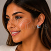 Rhodium Gold Filled Huggie Hoop, Evil Eye Design, with White Cubic Zirconia, Azul claro Enamel Finish, Rhodium Finish, 02.310.0129.15