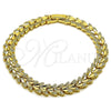 Oro Laminado Solid Bracelet, Gold Filled Style Heart Design, Diamond Cutting Finish, Golden Finish, 03.100.0075.07 (Thickness, 8 Inches Length)