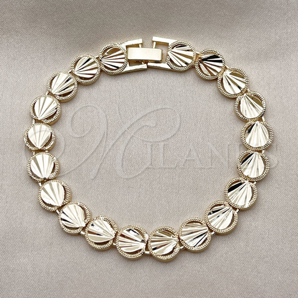 Oro Laminado Solid Bracelet, Gold Filled Style Teardrop Design, Polished, Golden Finish, 03.100.0077.08 (Thickness, 8 Inches Length)