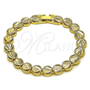 Oro Laminado Solid Bracelet, Gold Filled Style Teardrop Design, Polished, Golden Finish, 03.100.0077.08 (Thickness, 8 Inches Length)