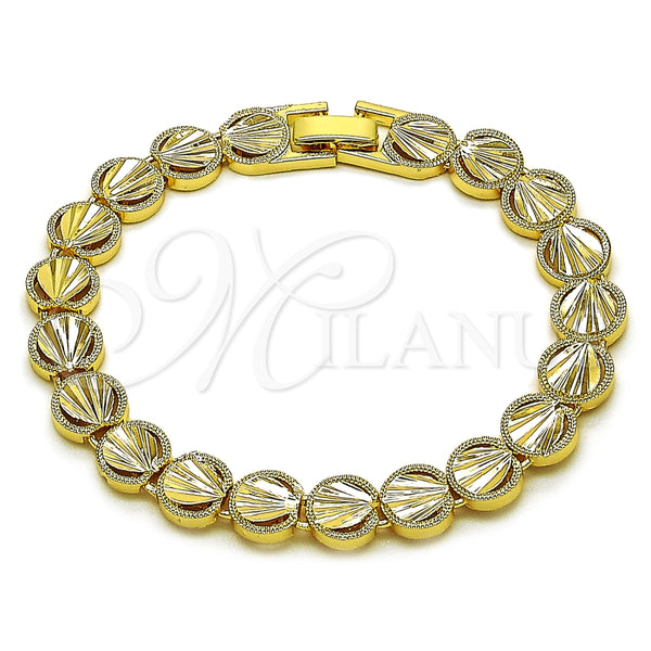 Oro Laminado Solid Bracelet, Gold Filled Style Teardrop Design, Polished, Golden Finish, 03.100.0077.08 (Thickness, 8 Inches Length)
