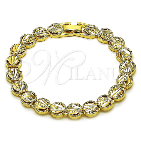 Oro Laminado Solid Bracelet, Gold Filled Style Teardrop Design, Polished, Golden Finish, 03.100.0077.08 (Thickness, 8 Inches Length)