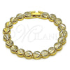 Oro Laminado Solid Bracelet, Gold Filled Style Teardrop Design, Polished, Golden Finish, 03.100.0077.08 (Thickness, 8 Inches Length)