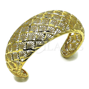 Oro Laminado Individual Bangle, Gold Filled Style Shell Design, Diamond Cutting Finish, Golden Finish, 07.100.0008 (30 MM Thickness, One size fits all)
