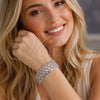 Rhodium Gold Filled Individual Bangle, Flower Design, Polished, Rhodium Finish, 07.100.0009.1 (25 MM Thickness, One size fits all)