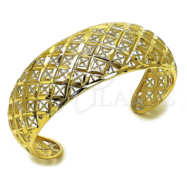 Oro Laminado Individual Bangle, Gold Filled Style Filigree Design, Polished, Golden Finish, 07.100.0010 (25 MM Thickness, One size fits all)
