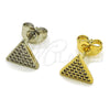 Oro Laminado Stud Earring, Gold Filled Style with White Micro Pave, Polished, Golden Finish, 02.100.0129