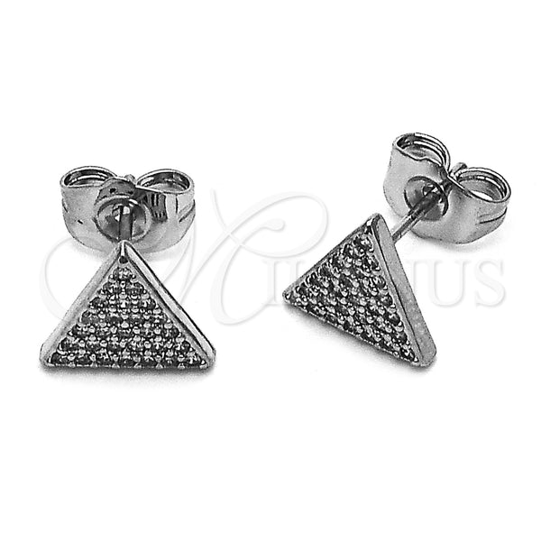 Rhodium Gold Filled Stud Earring, with White Micro Pave, Polished, Rhodium Finish, 02.100.0129.1