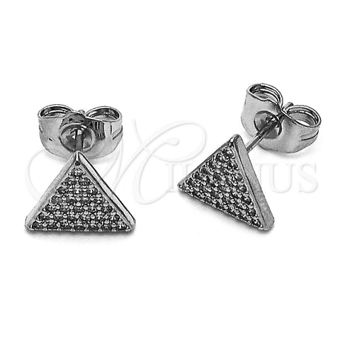Rhodium Gold Filled Stud Earring, with White Micro Pave, Polished, Rhodium Finish, 02.100.0129.1