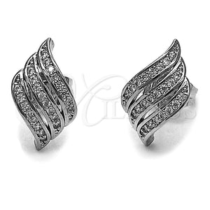 Rhodium Gold Filled Stud Earring, with White Micro Pave, Polished, Rhodium Finish, 02.100.0130.1