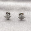 Rhodium Gold Filled Stud Earring, with White Micro Pave, Polished, Rhodium Finish, 02.100.0131.1