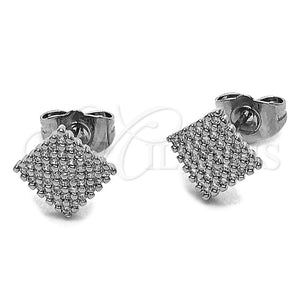 Rhodium Gold Filled Stud Earring, with White Micro Pave, Polished, Rhodium Finish, 02.100.0131.1