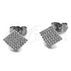 Rhodium Gold Filled Stud Earring, with White Micro Pave, Polished, Rhodium Finish, 02.100.0131.1