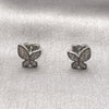 Rhodium Gold Filled Stud Earring, Butterfly Design, with White Micro Pave, Polished, Rhodium Finish, 02.100.0132.1
