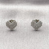 Rhodium Gold Filled Stud Earring, Heart Design, with White Micro Pave, Polished, Rhodium Finish, 02.100.0133.1