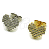 Rhodium Gold Filled Stud Earring, Heart Design, with White Micro Pave, Polished, Rhodium Finish, 02.100.0133.1