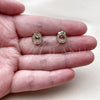 Oro Laminado Stud Earring, Gold Filled Style with White Micro Pave, Polished, Golden Finish, 02.100.0134