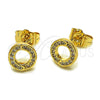Oro Laminado Stud Earring, Gold Filled Style with White Micro Pave, Polished, Golden Finish, 02.100.0134