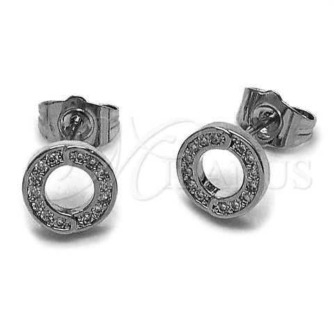 Rhodium Gold Filled Stud Earring, with White Micro Pave, Polished, Rhodium Finish, 02.100.0134.1