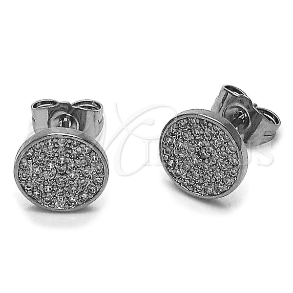 Rhodium Gold Filled Stud Earring, with White Micro Pave, Polished, Rhodium Finish, 02.100.0135.1