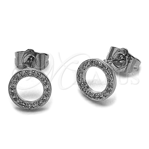 Rhodium Gold Filled Stud Earring, with White Micro Pave, Polished, Rhodium Finish, 02.100.0136.1