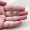 Oro Laminado Stud Earring, Gold Filled Style with White Micro Pave, Polished, Golden Finish, 02.100.0137