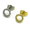 Oro Laminado Stud Earring, Gold Filled Style with White Micro Pave, Polished, Golden Finish, 02.100.0137